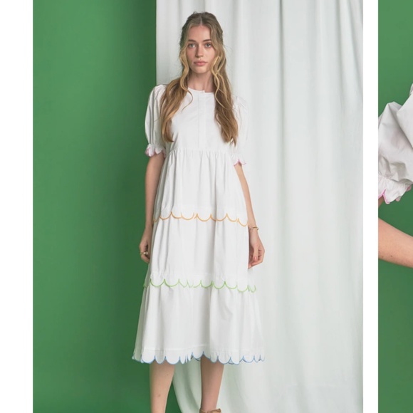 English Factory Dresses & Skirts - English Factory Scalloped Midi Dress